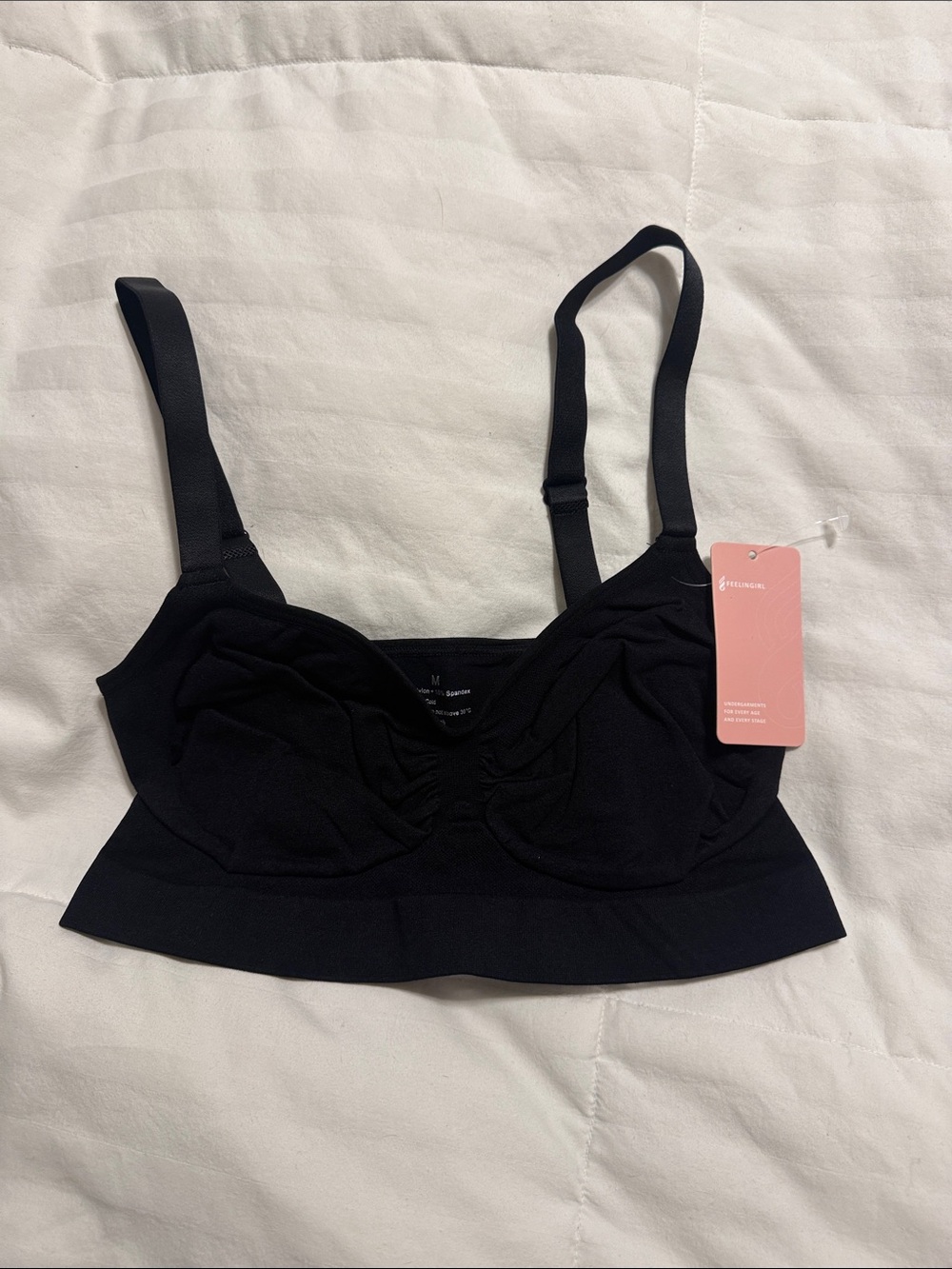 NWT - Feelingirl - Longline Support Bralette in Black - Medium